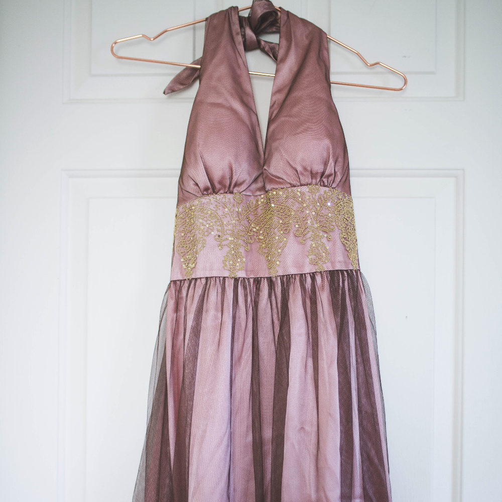 NWT adrianna papell pink gold halter dress size 4